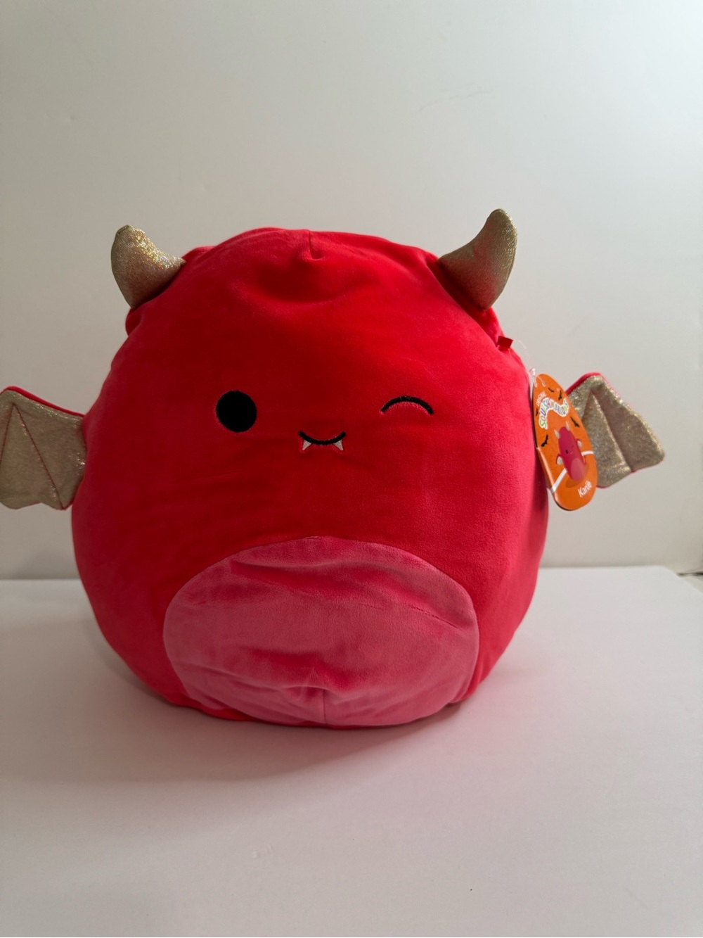 Karlie Red Plush Winking Dragon with Gold Wings